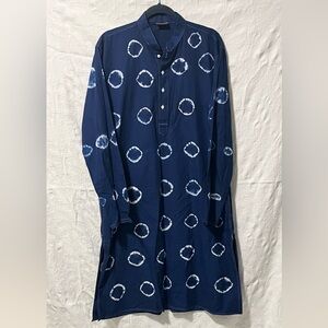 Vastramay Navy Blue Tie-Dye Kurta, Size 42